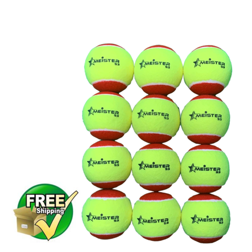 12 x STAGE 3 MEISTER TENNIS BALLS RED 75mm